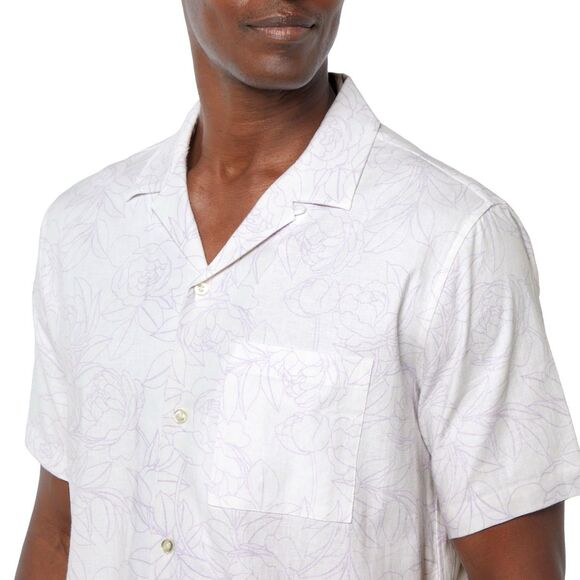 Gap Men's Short Sleeve Button-Up Linen Shirt Size XL Purple - Picture 5 of 11